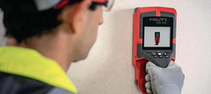Image 7 of 10: Escáner de pared PS 85 Escáner de pared y detector de pernos fáciles de usar para prevenir golpes al perforar o cortar cerca de objetos incrustados Aplicaciones 1