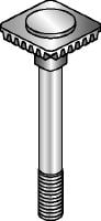 Tornillo MIA-EH Tornillo galvanizado en caliente (HDG) con placa dentada integrada que facilita la fijación y el ajuste con una sola mano de los conectores MI y MIQ