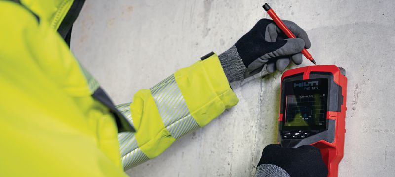 Image 6 of 10: Escáner de pared PS 85 Escáner de pared y detector de pernos fáciles de usar para prevenir golpes al perforar o cortar cerca de objetos incrustados Aplicaciones 1