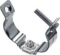 Slide 1 of 1 (selected): Brida de distanciamiento X-EMTSC MX Pinza metálica doble para conductos/cables para el uso con clavos en tiras