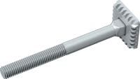 Tornillo MIA-EH Tornillo galvanizado en caliente (HDG) con placa dentada integrada que facilita la fijación y el ajuste con una sola mano de los conectores MI y MIQ