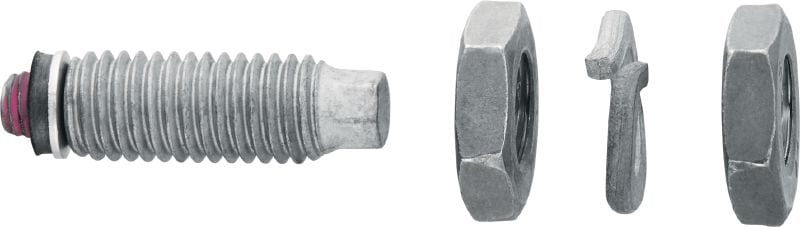 Perno ajustable S-BT-EF Perno roscado de atornillado (acero al carbono HDG, rosca Whitworth) para conexiones eléctricas en acero en entornos ligeramente corrosivos