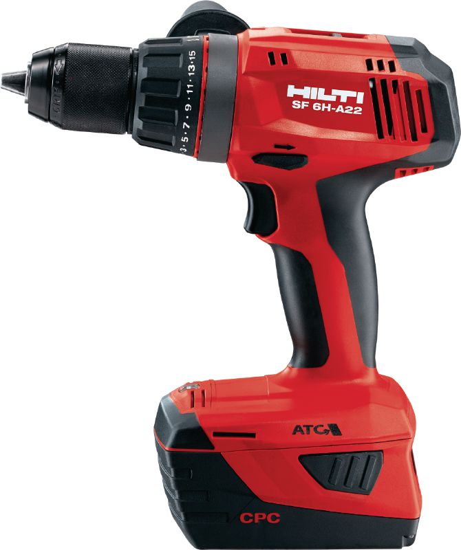 Atornilladora taladro con percusión a batería SF 6H-A22 Atornilladora taladro con percusión a batería de 22 V con Control activo del par y mandril electrónico para uso universal en madera, mampostería, metal y otros materiales