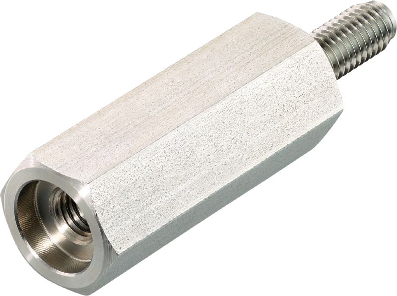 Saliente roscado (acero inoxidable) Saliente roscado de acero inoxidable macho - hembra para fijarse a vigas de acero revestidas con protección pasiva contra incendios (PFP, por sus siglas en inglés)
