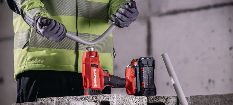 Pistola de calor a batería NHG 6-22 Potente pistola de calor a batería con calentamiento rápido y alto flujo de aire para terminaciones de cables, flexión de tuberías y termocontracción (plataforma de baterías Nuron) Aplicaciones 1