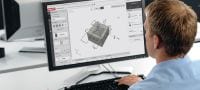 Software de diseño de conexiones PROFIS Engineering Suite Software de ingeniería PROFIS basado en la nube para diseñar conexiones de Hormigón a acero secundario y de Hormigón a Hormigón de acuerdo con una amplia gama de códigos y aprobaciones Aplicaciones 1