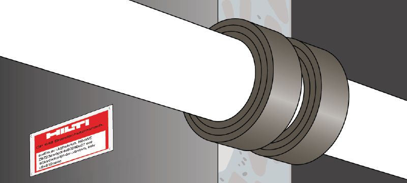 Banda intumescente infinita CP 648-E Listón para banda intumescente flexible que ayuda a crear una barrera contra el fuego y el humo en atravesamientos de tuberías combustibles Aplicaciones 1