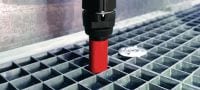 Espiga de rejilla X-FCM (galvanizada) Espiga de rejilla galvanizada para fijar rejillas de piso con pernos roscados en entornos de baja corrosión Aplicaciones 1