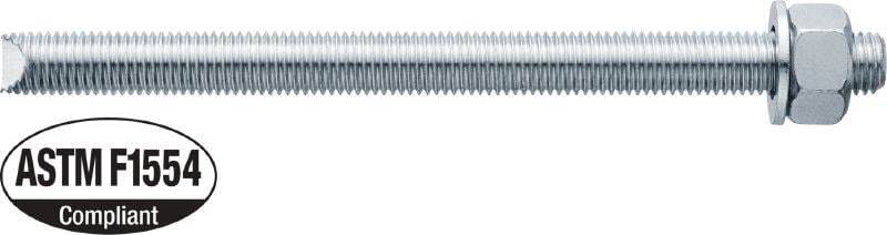 Varilla de anclaje HAS-B-105 Varilla de anclaje estándar de uso diario para cápsulas y sistemas de inyección (acero al carbono, ASTM F1554 de grado 105, galvanizado)